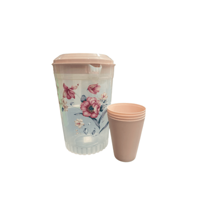 Jarra con 4 vasos diseño flor